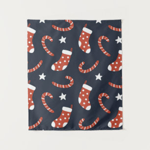 Seamless pattern with christmas socks,candy canes tapestry