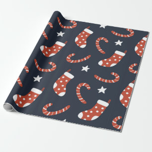 Seamless pattern with christmas socks,candy canes wrapping paper