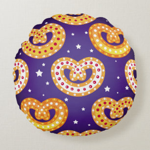 Seamless pattern with Christmas sweets. Vintage il Round Cushion
