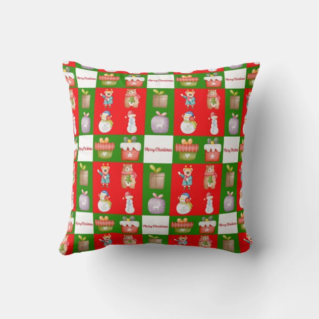 Seamless pattern with Christmas theme illustration Cushion (Back)