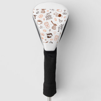seamless pattern with coffee doodles golf head cover