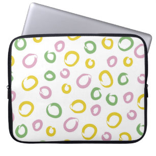 Seamless pattern with colorful circles, pink, gr laptop sleeve