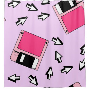 Seamless pattern with colorful floppy disk in vapo shower curtain