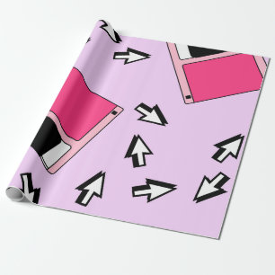 Seamless pattern with colorful floppy disk in vapo wrapping paper