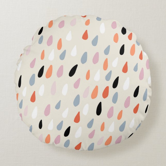 Seamless pattern with colorful hand drawdrops stai round cushion (Front)