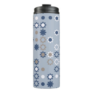 Seamless pattern with coloured elements, vintage thermal tumbler
