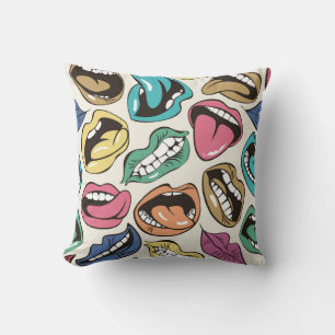 seamless pattern with coloured lips with differen cushion