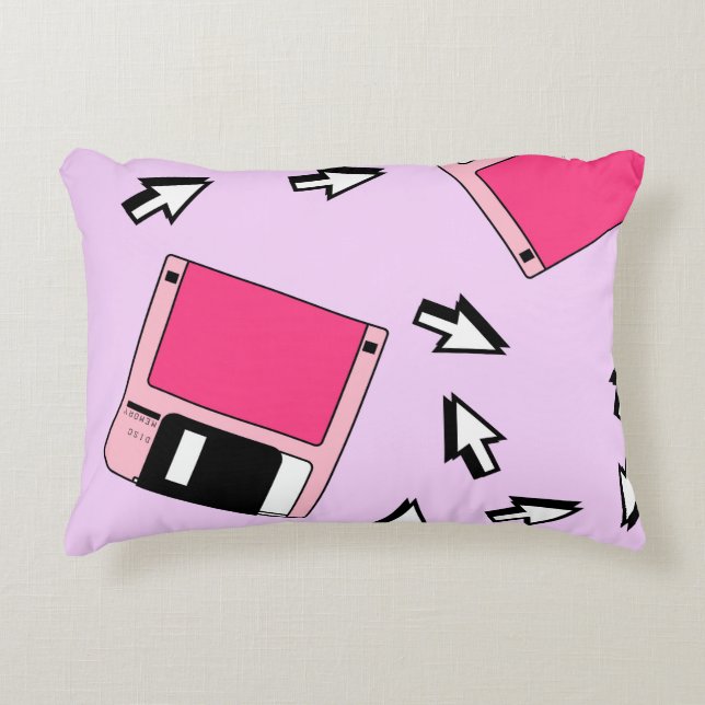 Seamless pattern with colourful floppy disc in vap decorative cushion (Front)