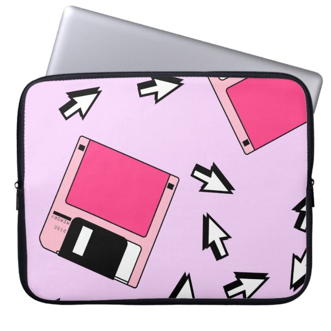Seamless pattern with colourful floppy disc in vap laptop sleeve (Front)
