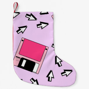 Seamless pattern with colourful floppy disc in vap small christmas stocking