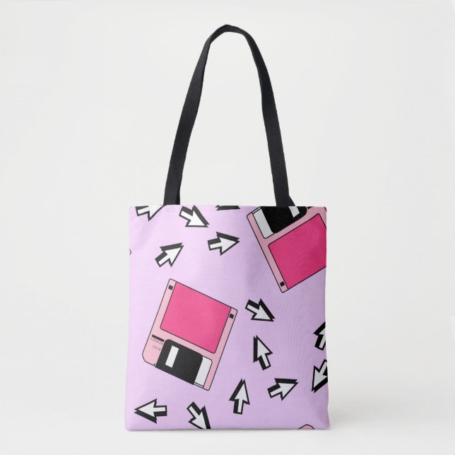 Seamless pattern with colourful floppy disc in vap tote bag (Front)