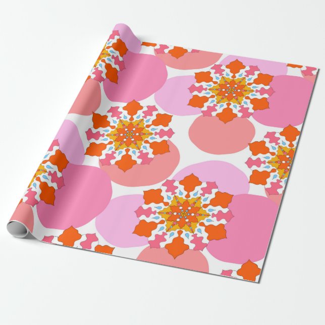 Seamless pattern with colourful mandalas. Bright t Wrapping Paper (Unrolled)