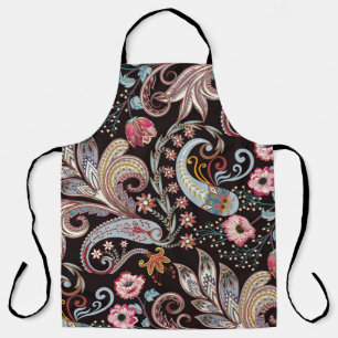 Seamless pattern with colourful paisley floral apron