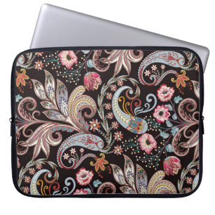 Seamless pattern with colourful paisley floral laptop sleeve
