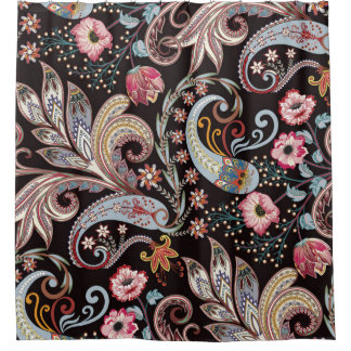 Seamless pattern with colourful paisley floral shower curtain