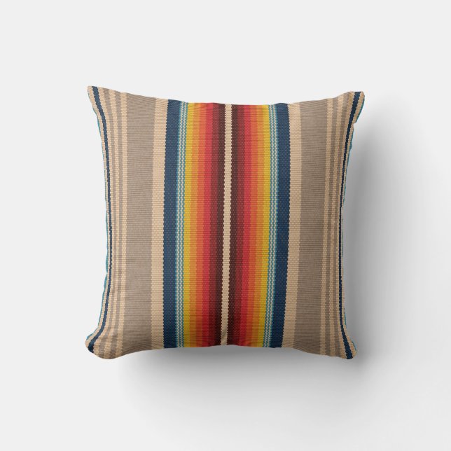 Seamless pattern with colourful serape stripes cushion (Front)