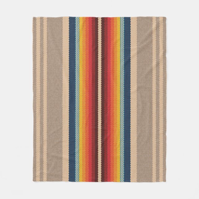 Seamless pattern with colourful serape stripes fleece blanket (Front)