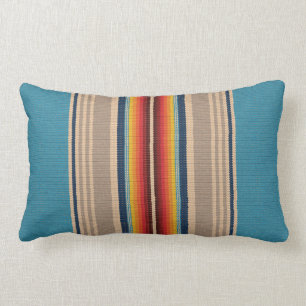 Seamless pattern with colourful serape stripes lumbar cushion