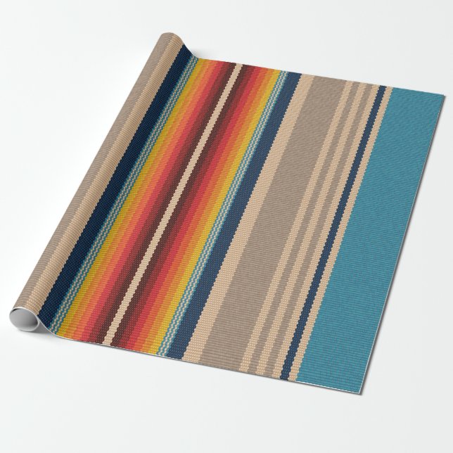 Seamless pattern with colourful serape stripes wrapping paper (Unrolled)