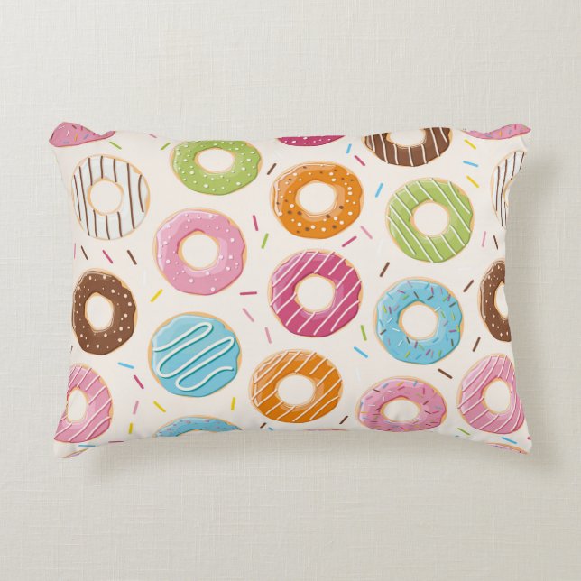 Seamless pattern with colourful tasty glossy dough decorative cushion (Front)