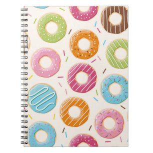 Seamless pattern with colourful tasty glossy dough notebook