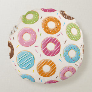 Seamless pattern with colourful tasty glossy dough round cushion