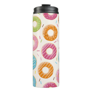 Seamless pattern with colourful tasty glossy dough thermal tumbler