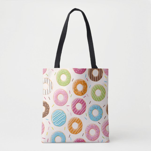 Seamless pattern with colourful tasty glossy dough tote bag (Front)