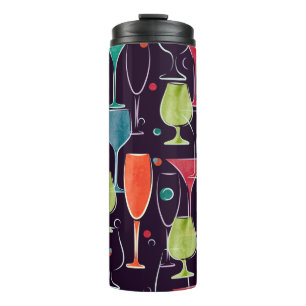 Seamless pattern with colourful watercolor cocktai thermal tumbler