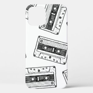 Seamless pattern with Compact Cassette in vintage  iPhone 12 Case