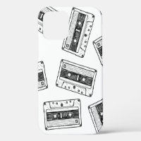 Seamless pattern with Compact Cassette in vintage 