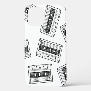 Seamless pattern with Compact Cassette in vintage iPhone 12 Case