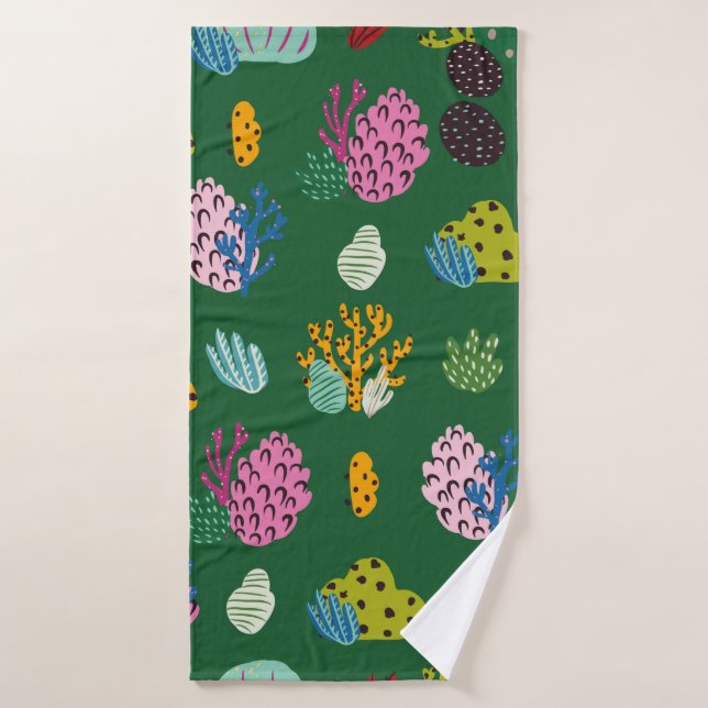 Seamless pattern with corals branches and sea plan bath towel (Bath Towel)