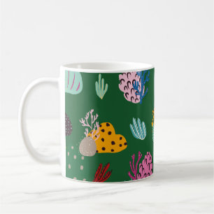 Seamless pattern with corals branches and sea plan coffee mug