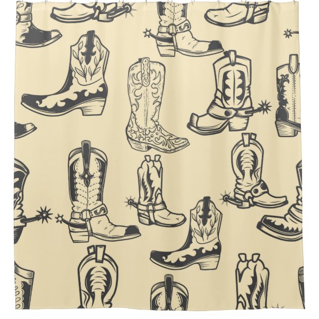 Seamless pattern with cowboy boots. cowboy,cowgirl shower curtain (Front)