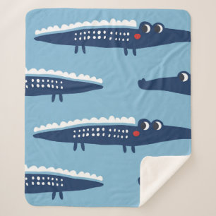 Seamless pattern with crocodiles sherpa blanket