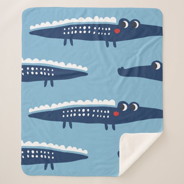 Seamless pattern with crocodiles sherpa blanket (Front)