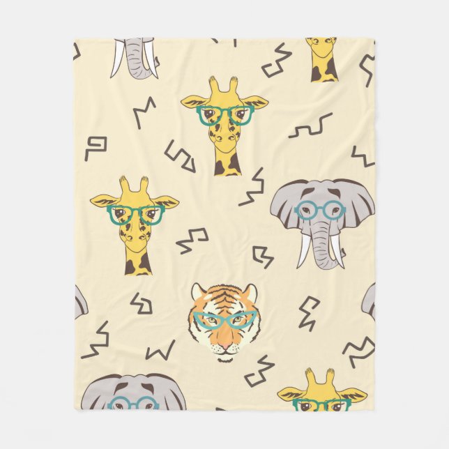 Seamless pattern with cute african animals: giraff fleece blanket (Front)