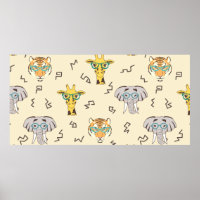 Seamless pattern with cute african animals: giraff