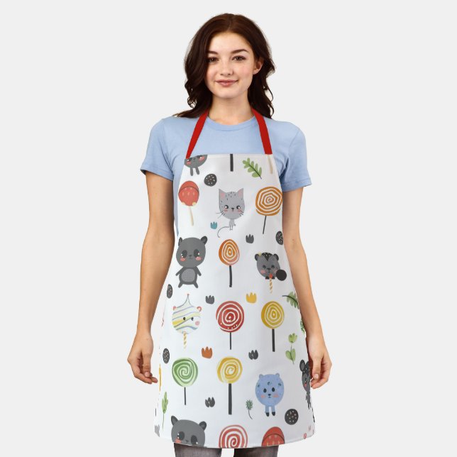 seamless pattern with cute animals apron (Worn)