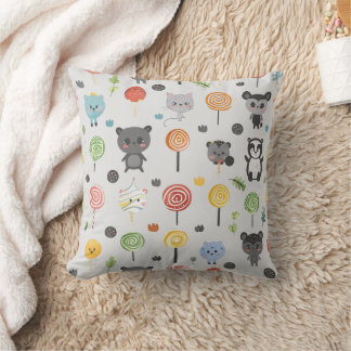 seamless pattern with cute animals cushion