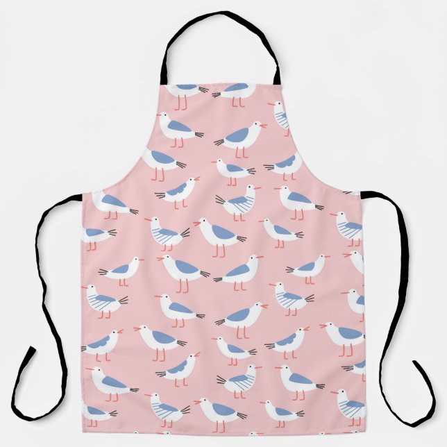 Seamless pattern with cute cartoon seagulls apron (Front)