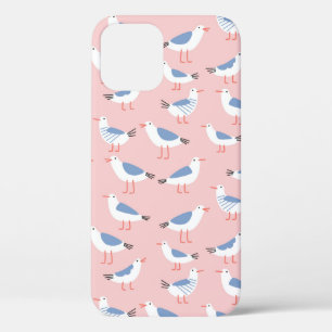 Seamless pattern with cute cartoon seagulls iPhone 12 case