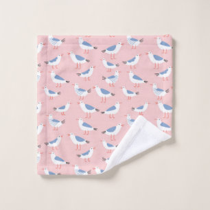 Seamless pattern with cute cartoon seagulls wash cloth