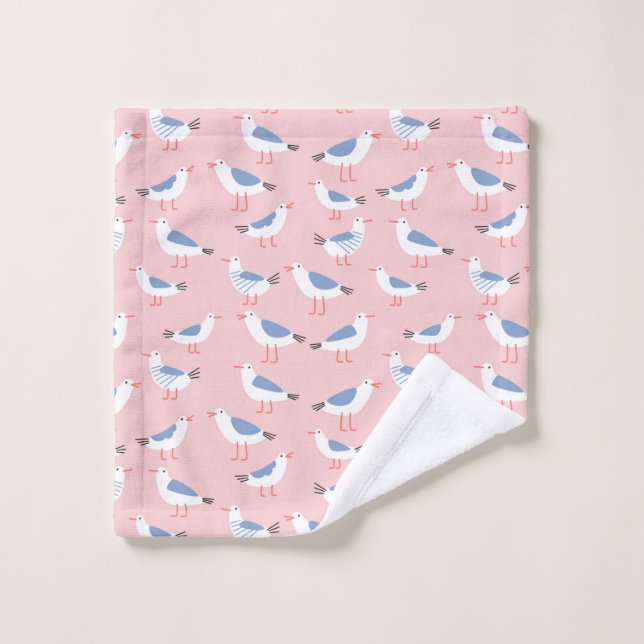 Seamless pattern with cute cartoon seagulls wash cloth (Wash Cloth)