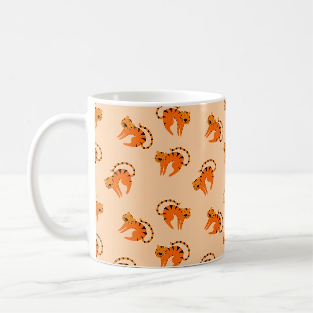 Seamless pattern with cute cartoon tigers coffee mug (Left)