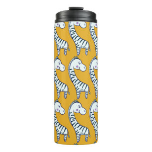 Seamless pattern with cute cartoon zebras yellow b thermal tumbler