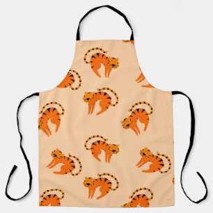Seamless pattern with cute cartoons tigers apron