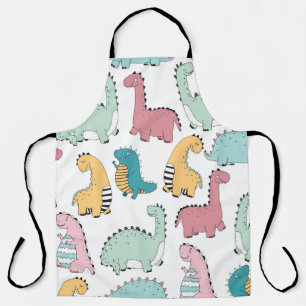 seamless pattern with cute colored, bright, pink,  apron