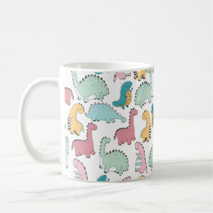seamless pattern with cute colored, bright, pink,  coffee mug